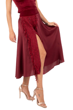 Load image into Gallery viewer, Burgundy Satin Skirt With Lace Detail