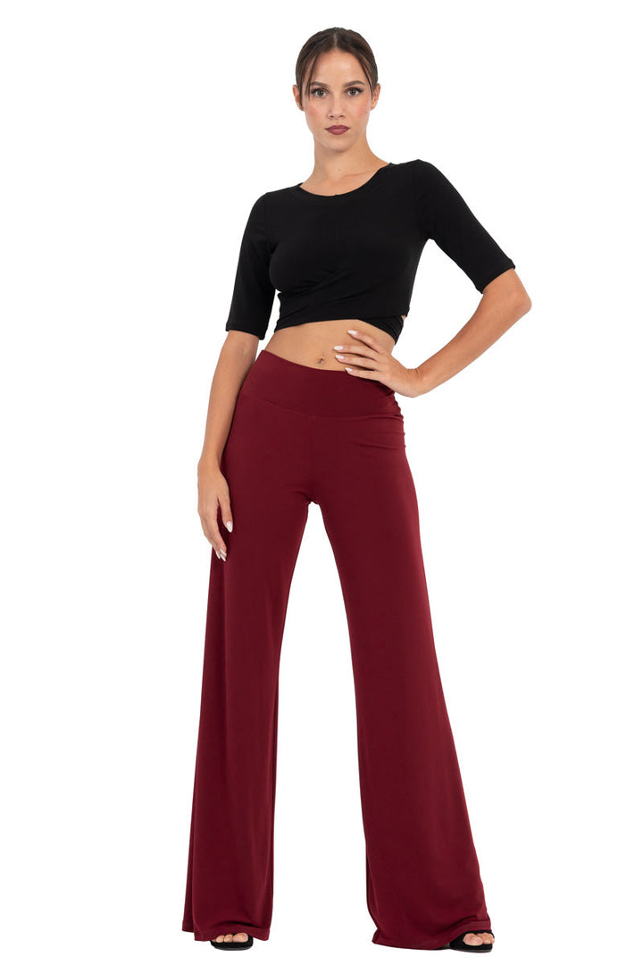 Waist Tie Top With Half Sleeves (M) (Brick Red)