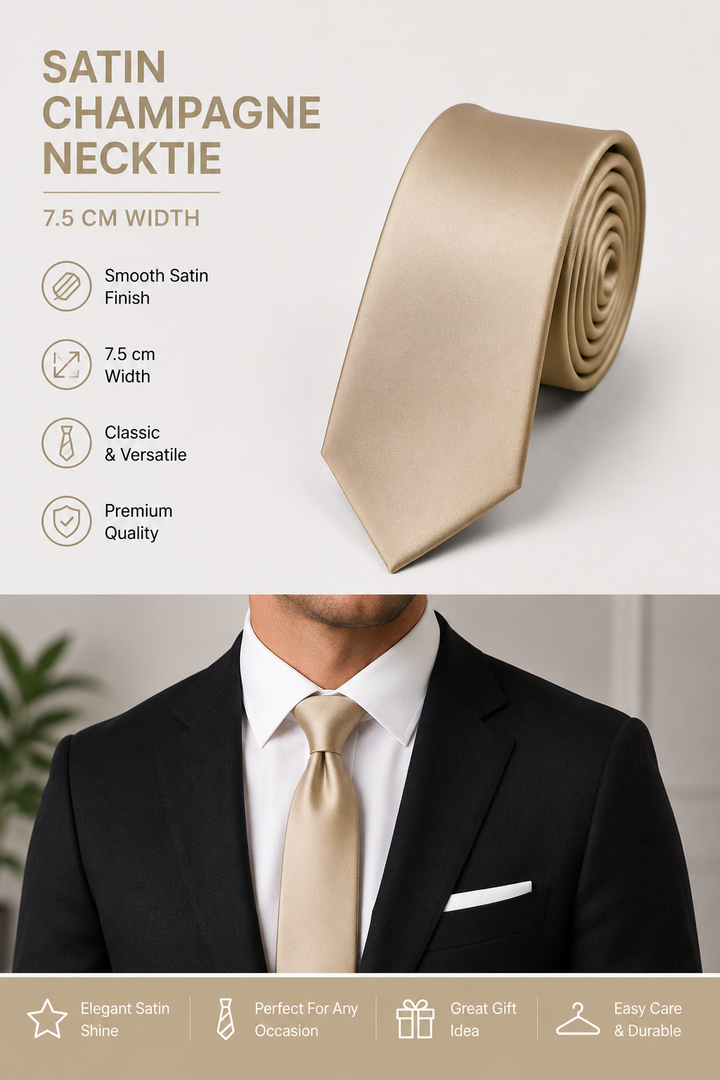 Champagne Men's Satin Necktie