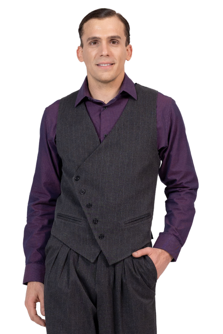 Charcoal Asymmetrical Men's Tango Vest