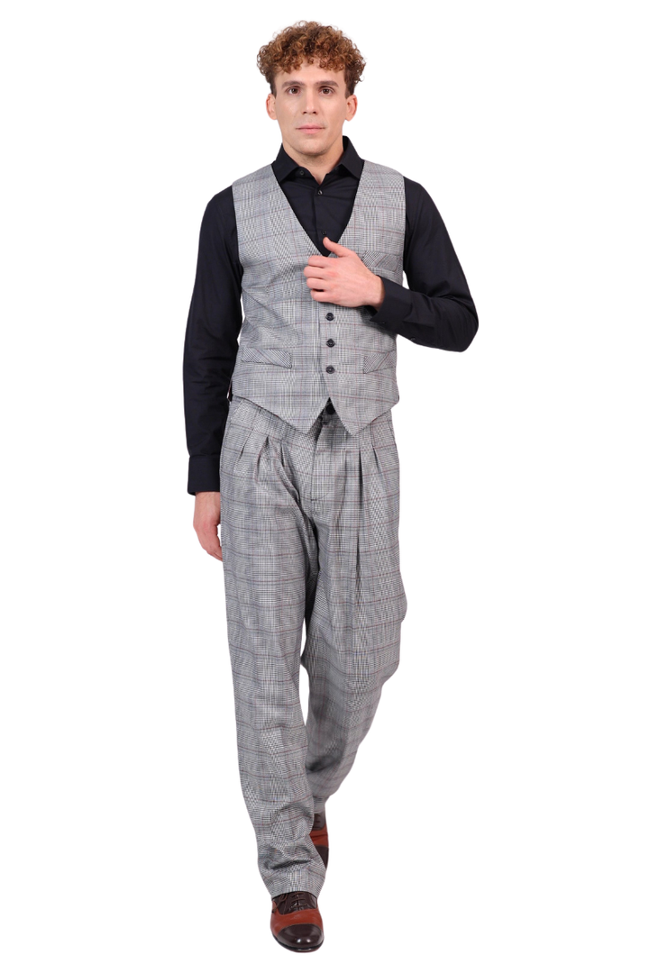 Check Men's Tango Pants With Three Pleats