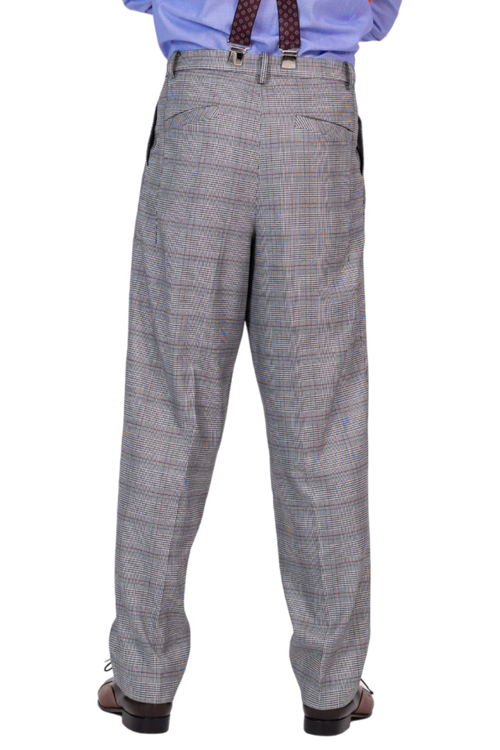 Check Tango Pants With Inverted Box Pleat