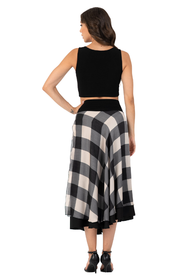 Check Two-Layer Georgette Skirt