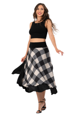 Load image into Gallery viewer, Check Two-Layer Georgette Skirt