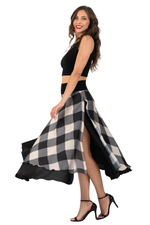 Load image into Gallery viewer, Check Two-Layer Georgette Skirt