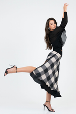 Load image into Gallery viewer, Check Two-Layer Georgette Skirt