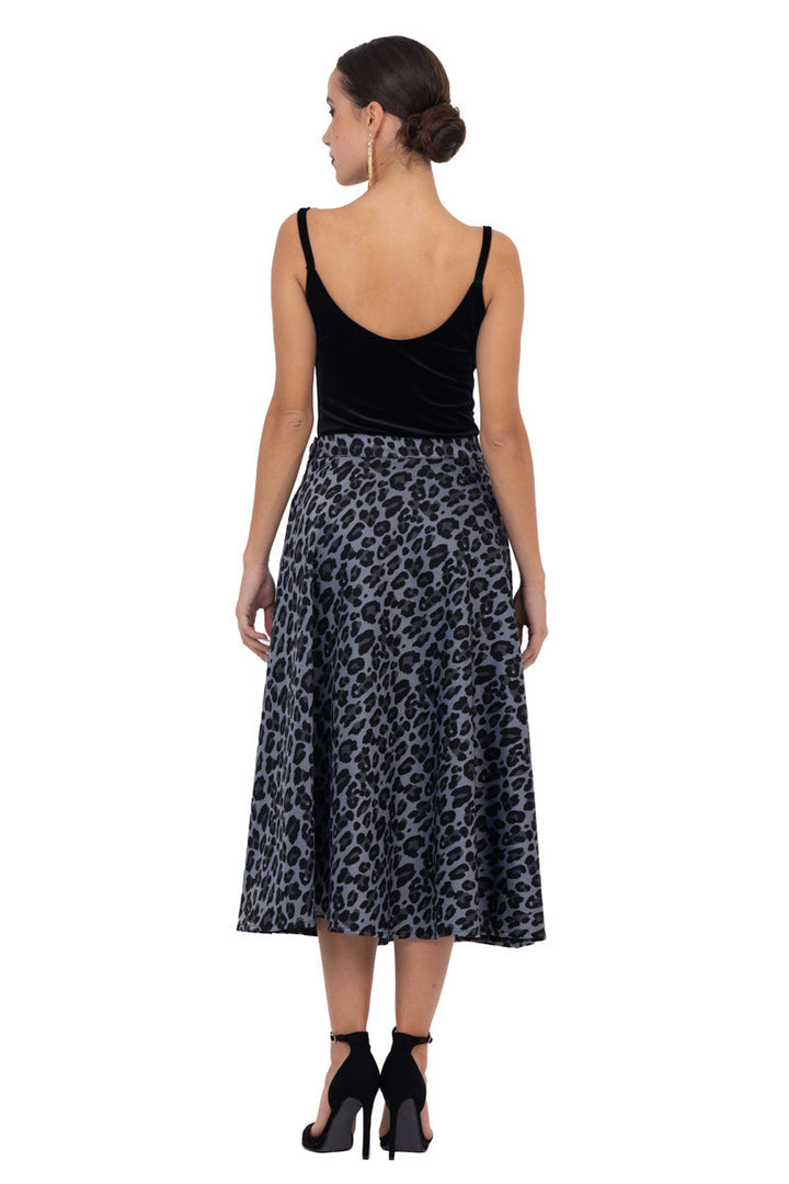 Ciel Blue Animal Print A-Line Swing Skirt