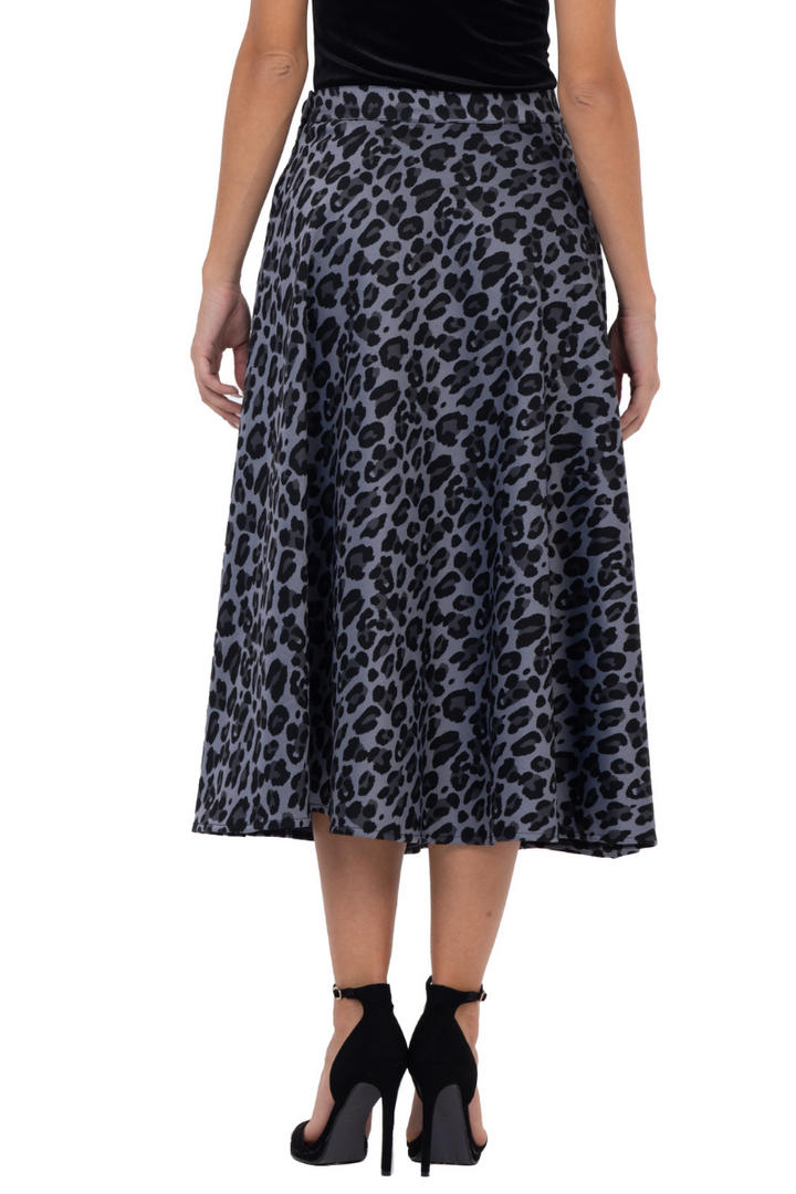 Ciel Blue Animal Print A-Line Swing Skirt