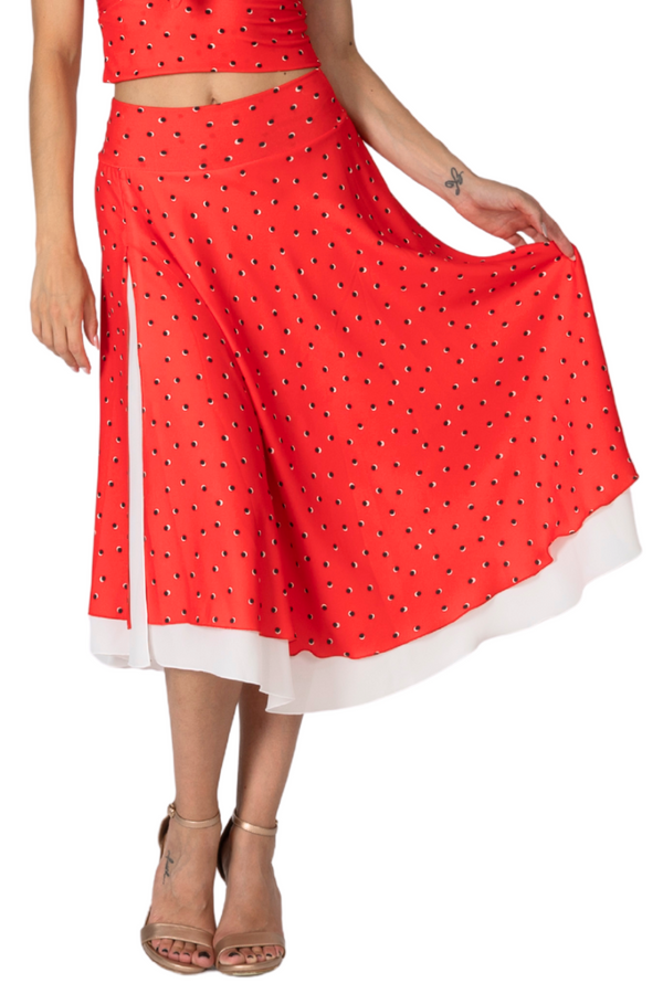 Red Confetti Two-layer Georgette Skirt