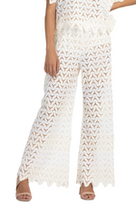 Load image into Gallery viewer, Cream Zig Zag Lace Wide-Leg Tango Pants