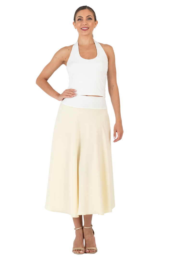 Pastel Crepe Dance Skirt With Two Slits