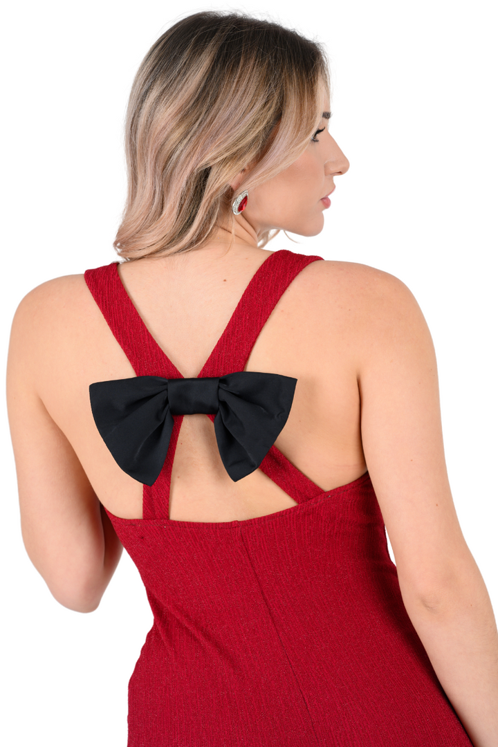 Crisscross Back Tango Dress With Decorative Bow