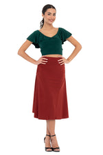 Load image into Gallery viewer, Crop Top With Ruffled Sleeves (XS) (Red)