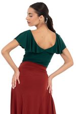 Load image into Gallery viewer, Crop Top With Ruffled Sleeves (XS) (Red)
