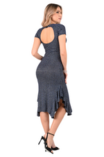 Load image into Gallery viewer, Cutout Back Sparkling Tango Dress With Side Ruffles
