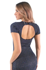 Load image into Gallery viewer, Cutout Back Sparkling Tango Dress With Side Ruffles
