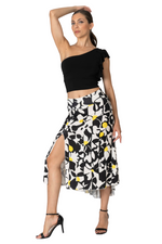 Load image into Gallery viewer, Daisy Print Midi Tango Skirt With Right Slit
