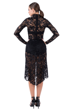 Load image into Gallery viewer, Black Lace Tango Dress With Slitted Tail
