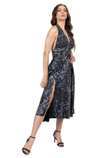 Load image into Gallery viewer, Damask Print Halter Neck Tango Dress