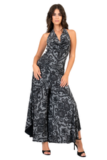 Load image into Gallery viewer, Damask Print Halterneck Flowy Jumpsuit