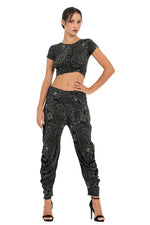 Load image into Gallery viewer, Dark Abstract Print Tango Pants With Gathers