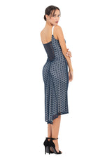 Load image into Gallery viewer, Dark Blue Lace Tango Dress With Slitted Tail