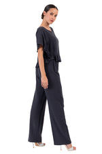 Load image into Gallery viewer, Dark Blue Linen top with Ruffles