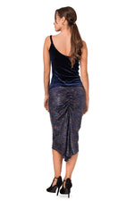 Load image into Gallery viewer, Dark Blue Paillette Fishtail Skirt With Velvet Waistband