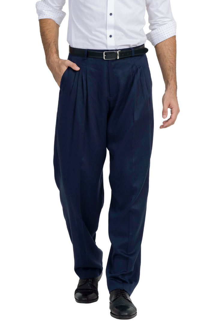 Dark Blue Tango Trousers With Four Pleats