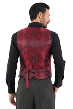 Load image into Gallery viewer, Dark Grey Tango Vest With Red Marble Print Satin Back
