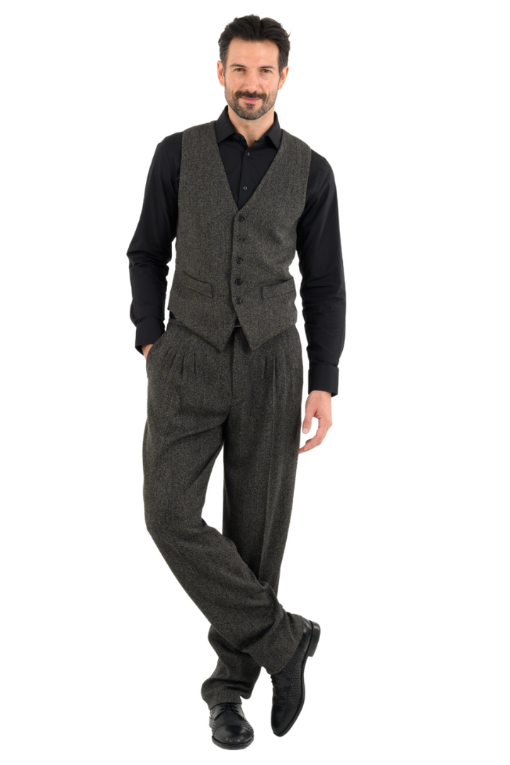 Dark Grey Marble Print Men's Tango Outfit