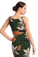 Load image into Gallery viewer, Dark Green Tropical Twist Knot V-neck Crop Top