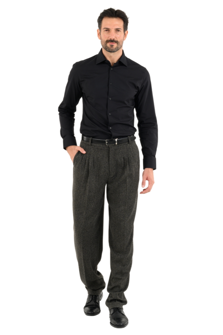 Dark Grey Men's Tango Pants With Four Pleats