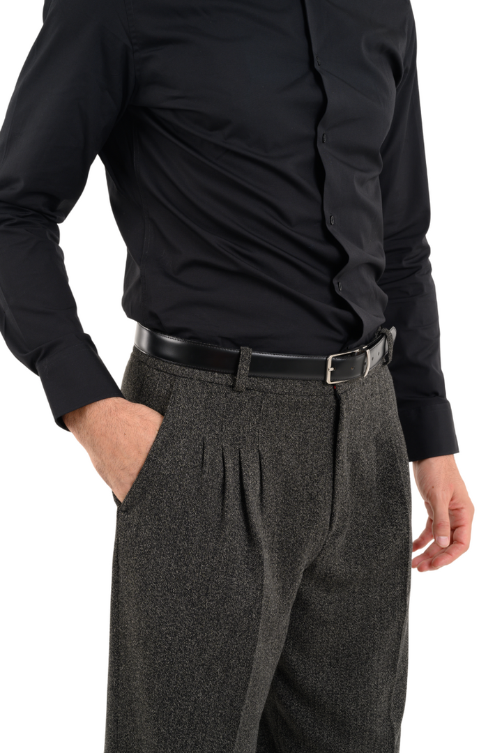 Dark Grey Men's Tango Pants With Four Pleats