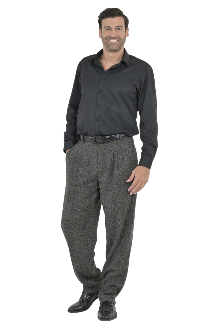 Dark Grey Men's Tango Pants With Four Pleats