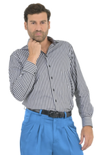 Load image into Gallery viewer, Dark Grey Striped Men&#39;s Cotton Shirt
