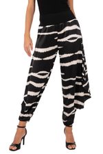 Load image into Gallery viewer, Dark Zebra Print Satin Harem Style Pants
