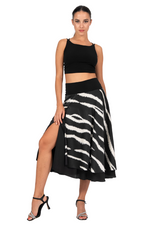 Load image into Gallery viewer, Dark Zebra Print Two-layer Satin Dance Skirt
