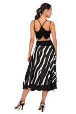 Load image into Gallery viewer, Dark Zebra Print Two-layer Satin Dance Skirt
