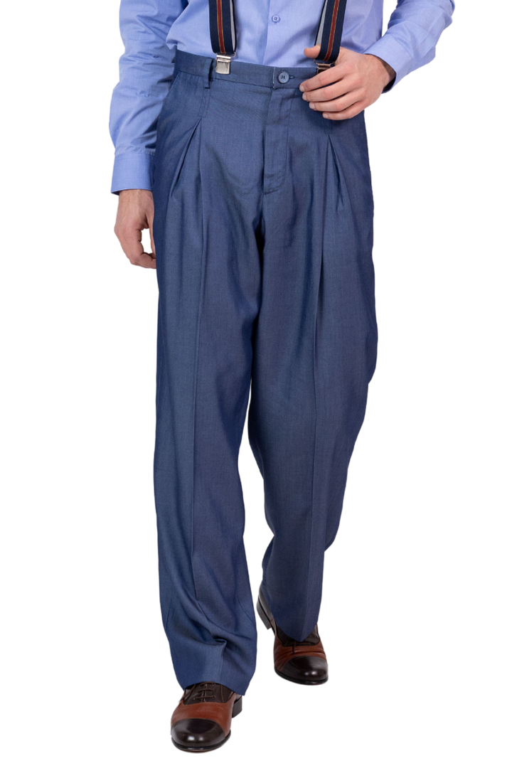 Denim-Like Tango Pants With Front And Back Pleat