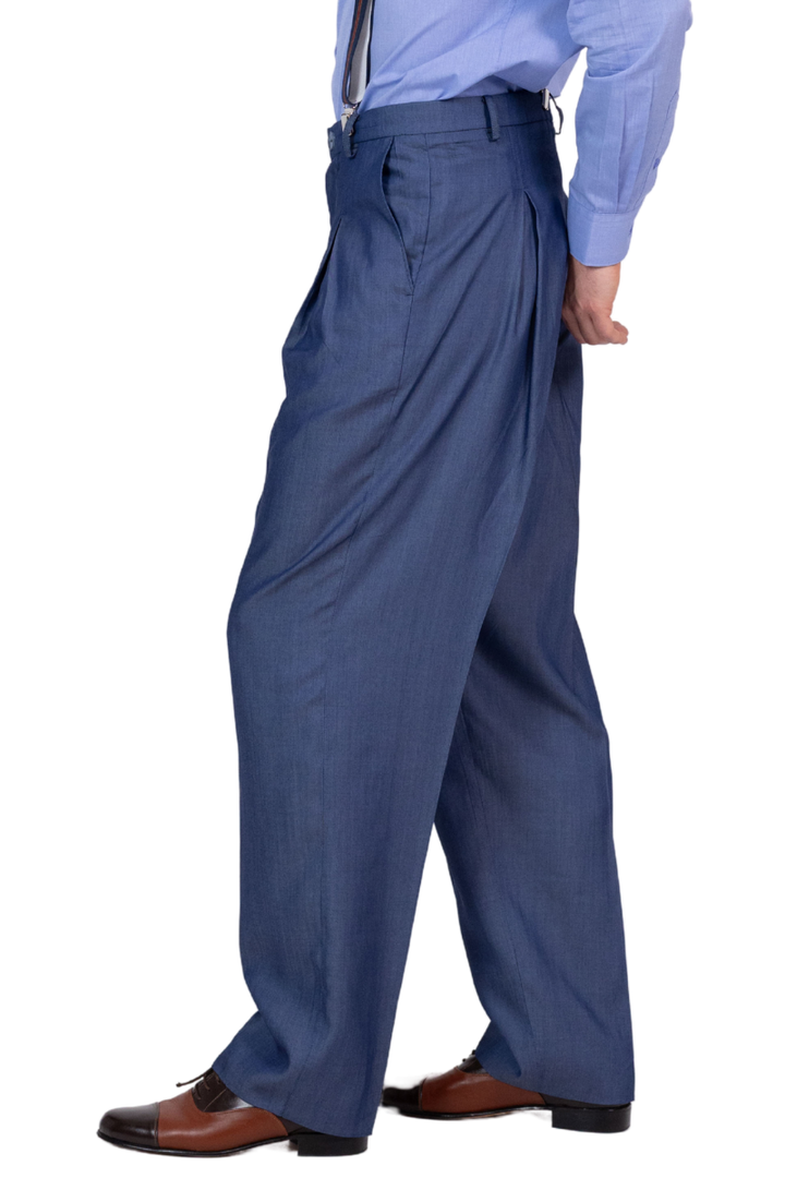 Denim-Like Tango Pants With Front And Back Pleat