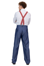 Load image into Gallery viewer, Red Men's Adjustable Suspenders With Blue Stripe