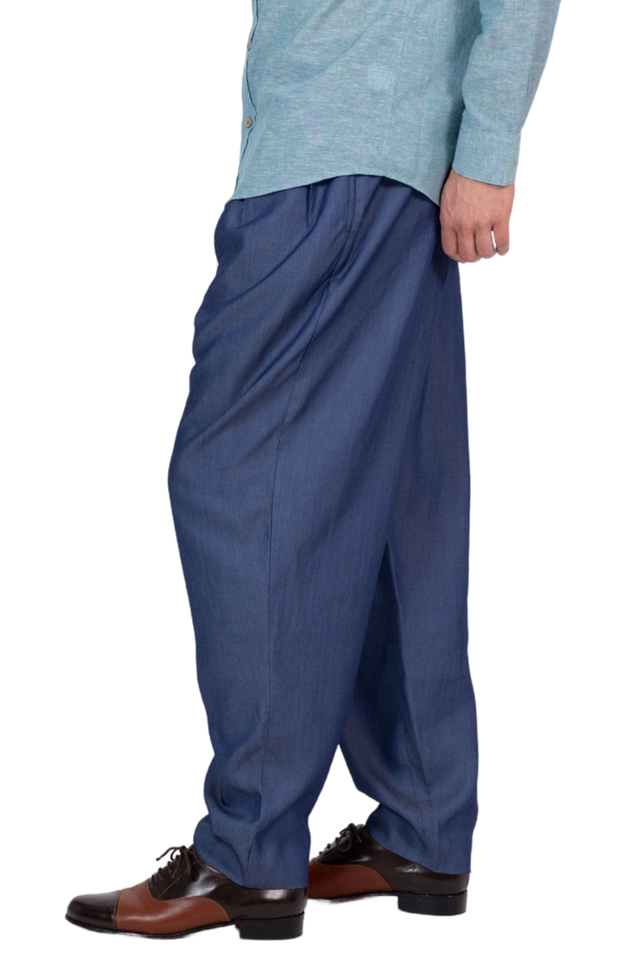 Denim-Like Tango Pants With Two Inverted Pleats