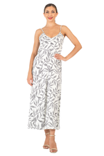 Load image into Gallery viewer, Dotted Leaf Print Satin Midi Dress