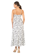 Load image into Gallery viewer, Dotted Leaf Print Satin Midi Dress