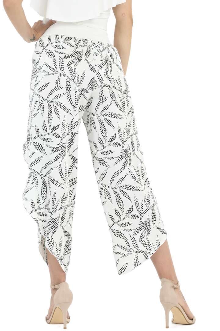 Dotted Leaf Print Wrap Tango Pants