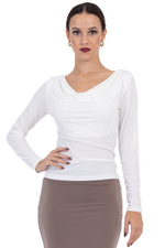 Load image into Gallery viewer, Draped Neckline Long Sleeve Top