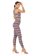 Load image into Gallery viewer, Eggplant Leaf Print High-Waisted Practice Leggings | conDiva Active