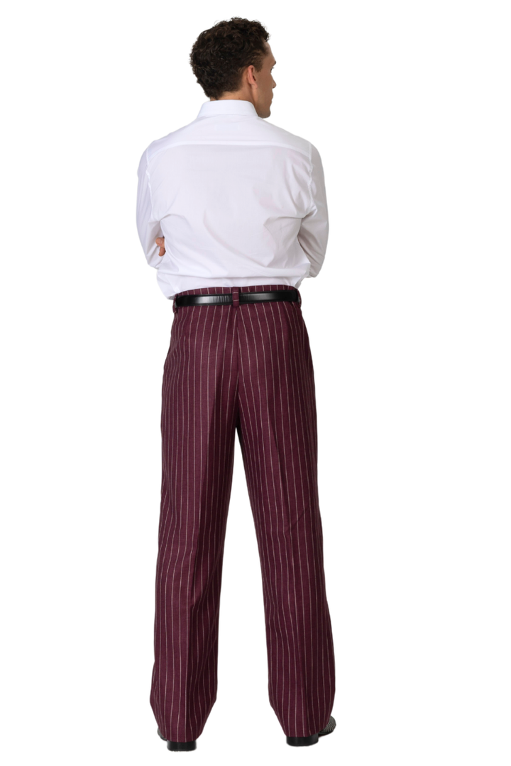 Eggplant Striped Tango Pants With Front Pleat