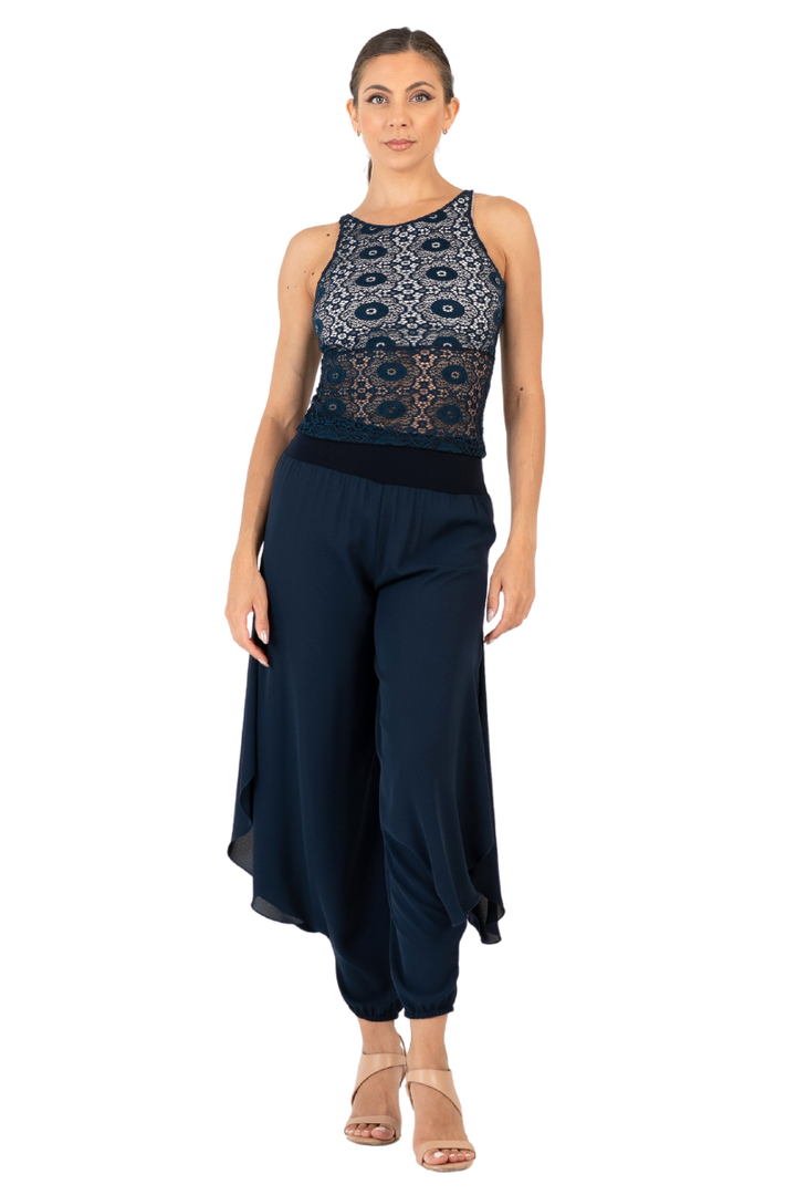 Dark Blue Lace Keyhole Tango Top (S)